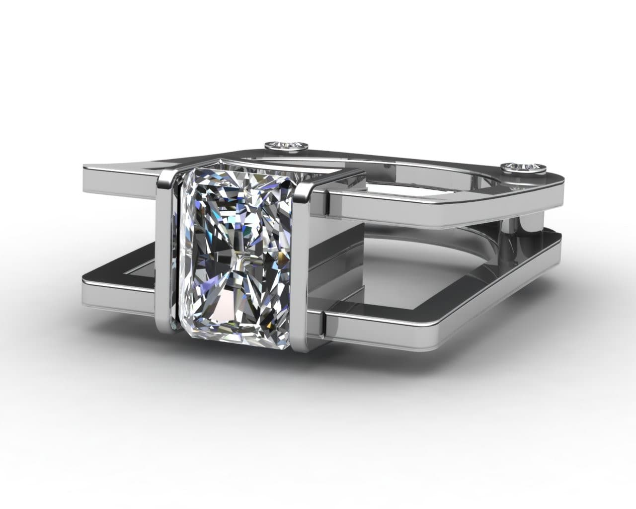 Harry Roa Gallery custom ring: Split shaft band, flush set stones along the seam.
