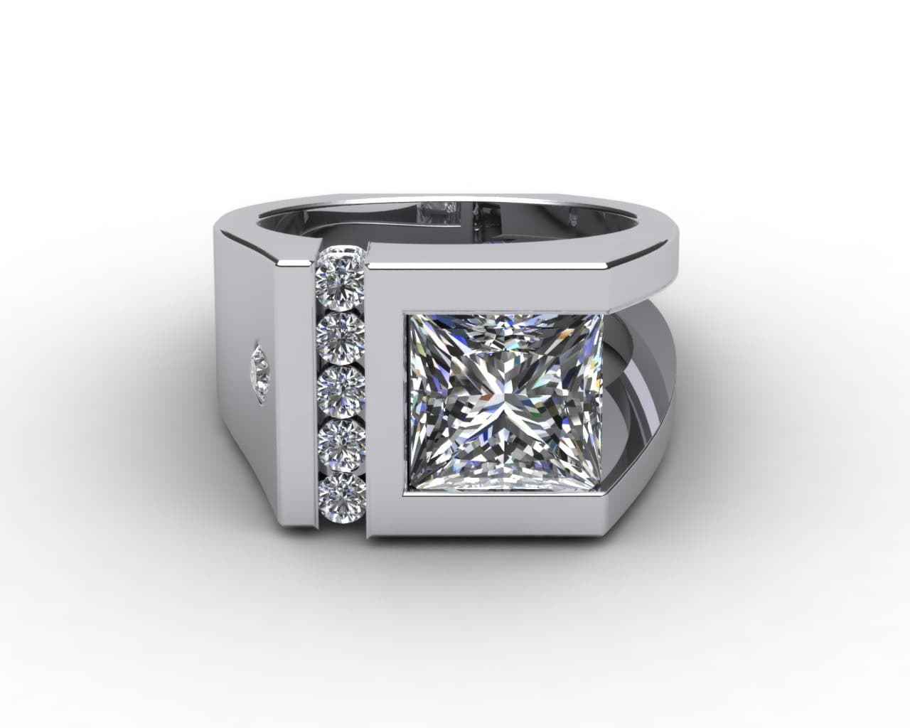 Harry Roa Gallery custom ring: Stacked horizontal bands finished with a black inlay line.